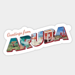 Greetings from Aruba Vintage style retro souvenir Sticker